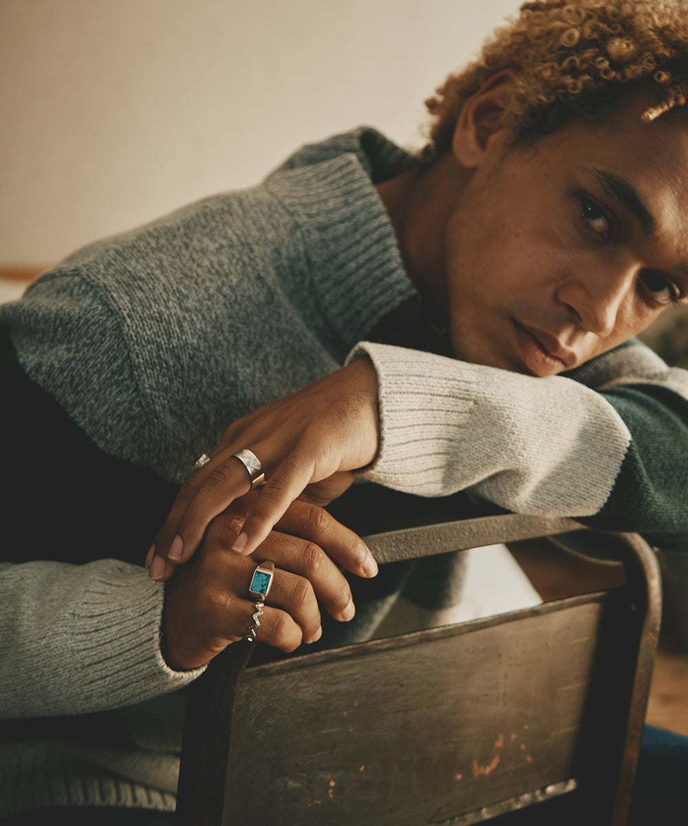 Rectangle ring sv925 / turquoise