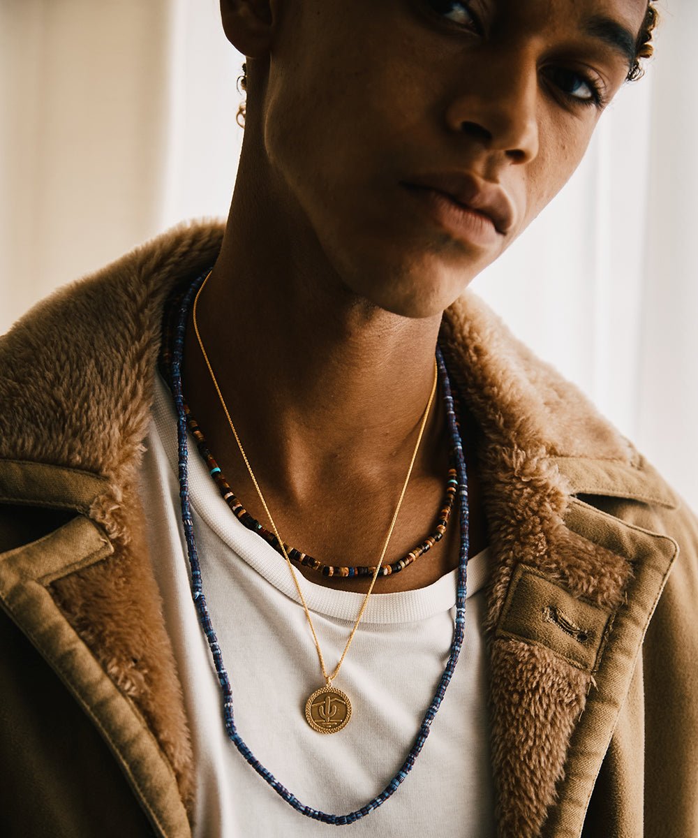 heishi beads necklace /brown multi