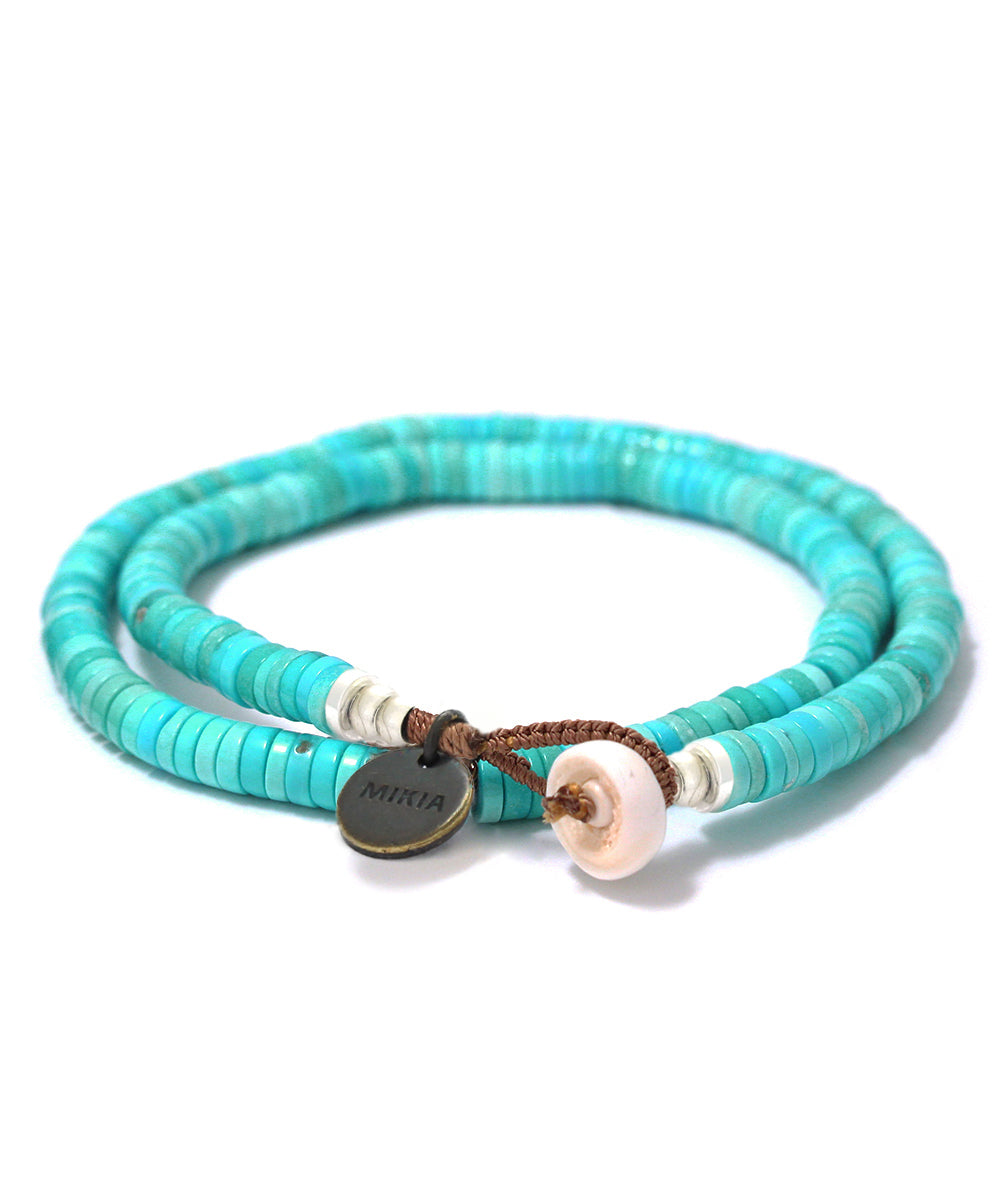 Heishi double wrap bracelet / turquoise