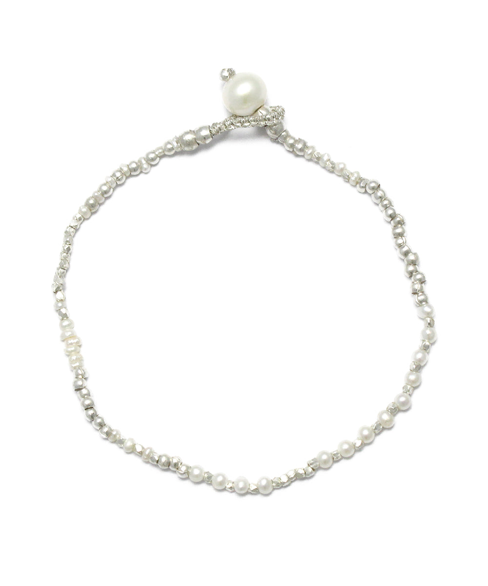 pearl / silver beads bracelet