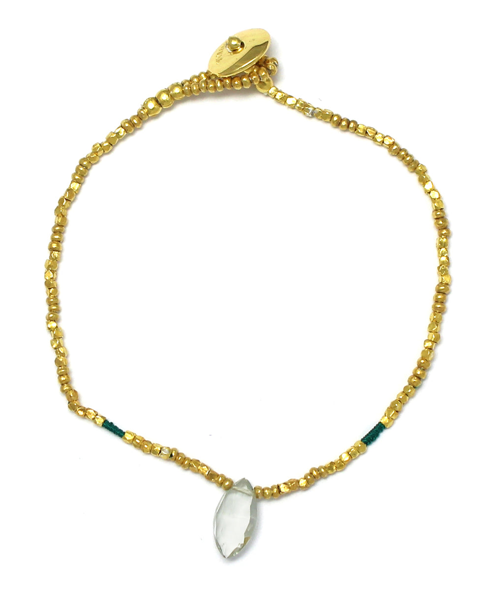 karen silver beaded bracelet / green amethyst