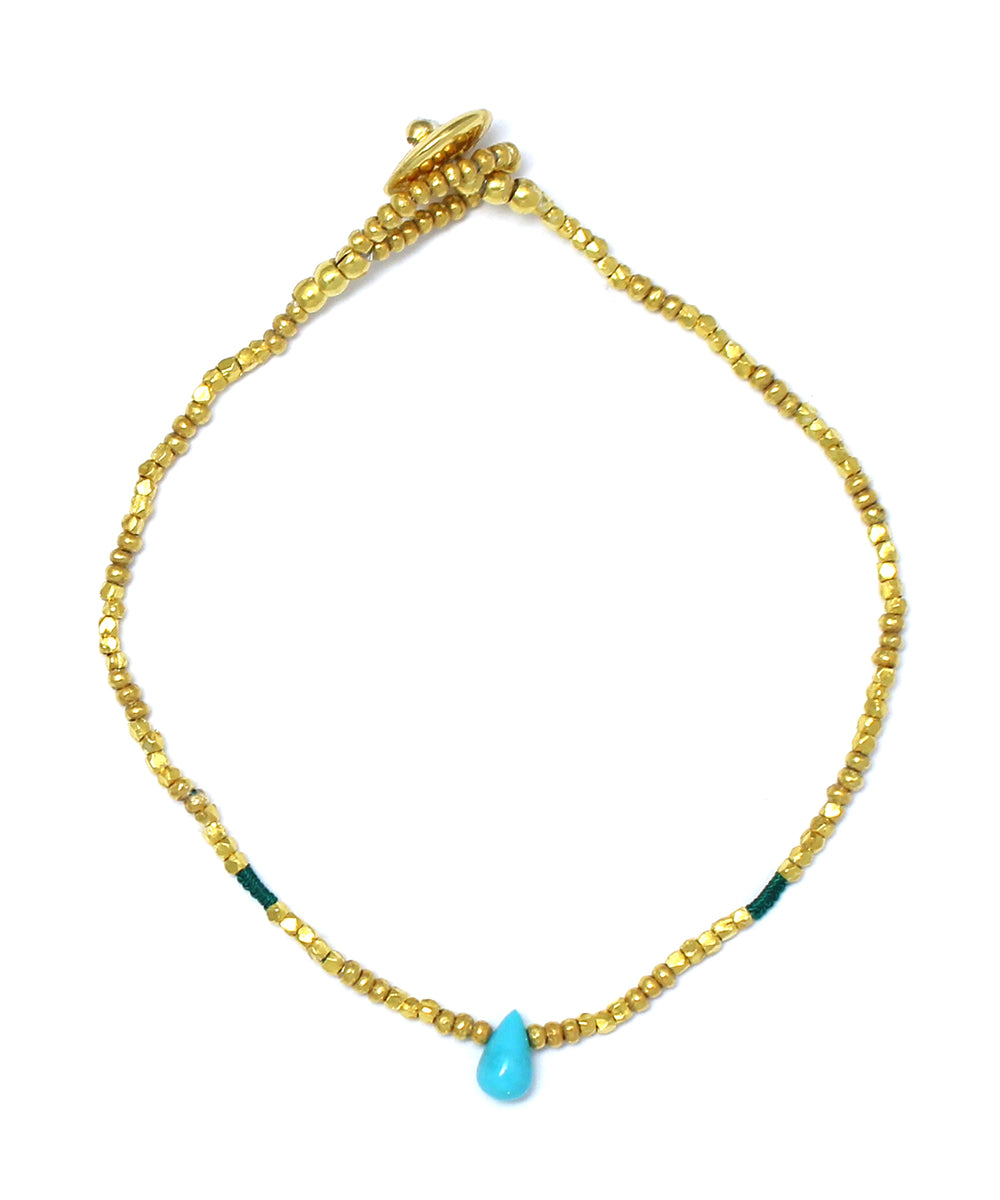 karen silver beaded bracelet / turquoise