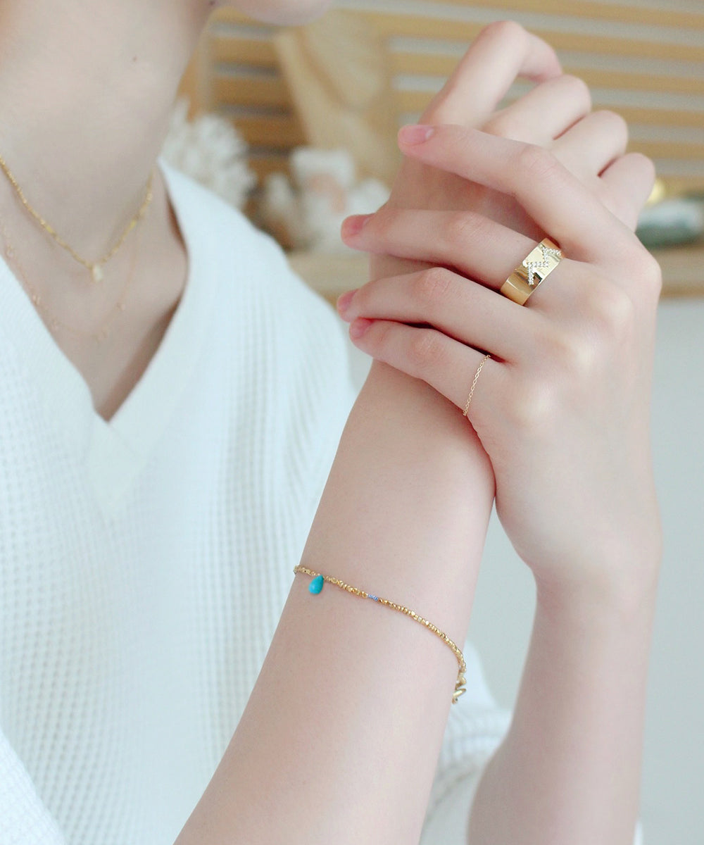 karen silver beaded bracelet / turquoise