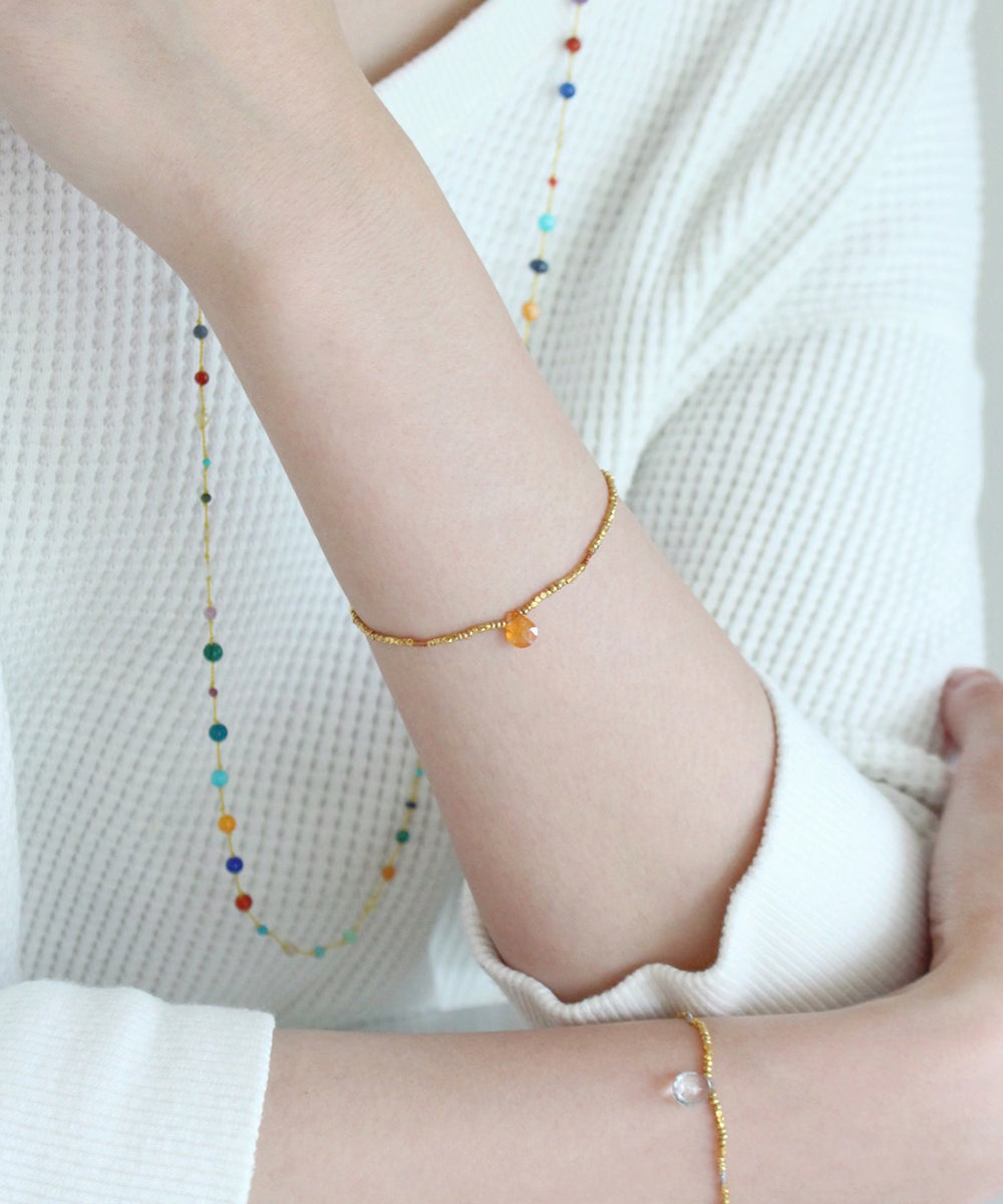 karen silver beaded bracelet / spessartite