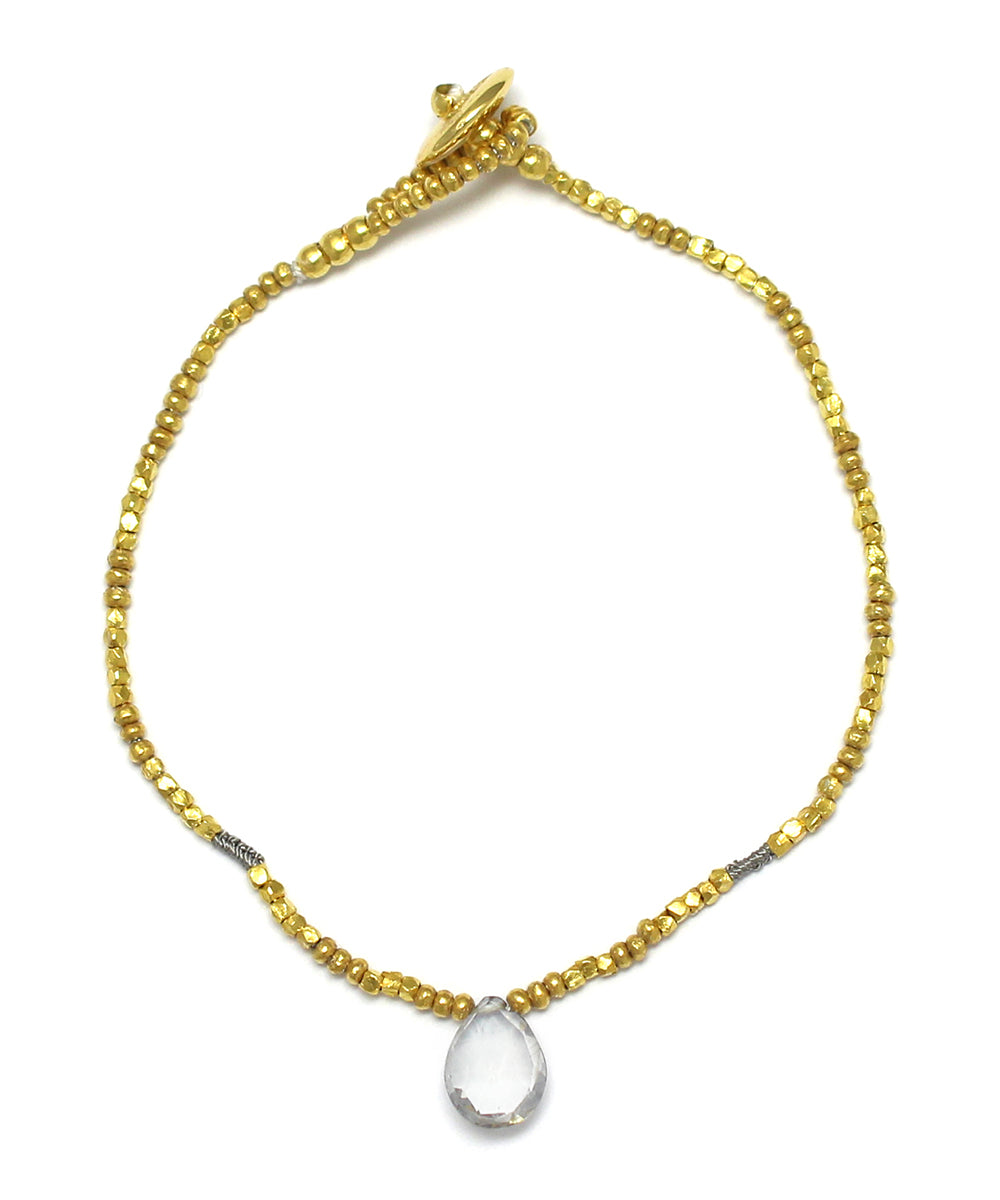 karen silver beaded bracelet / sky grey topaz