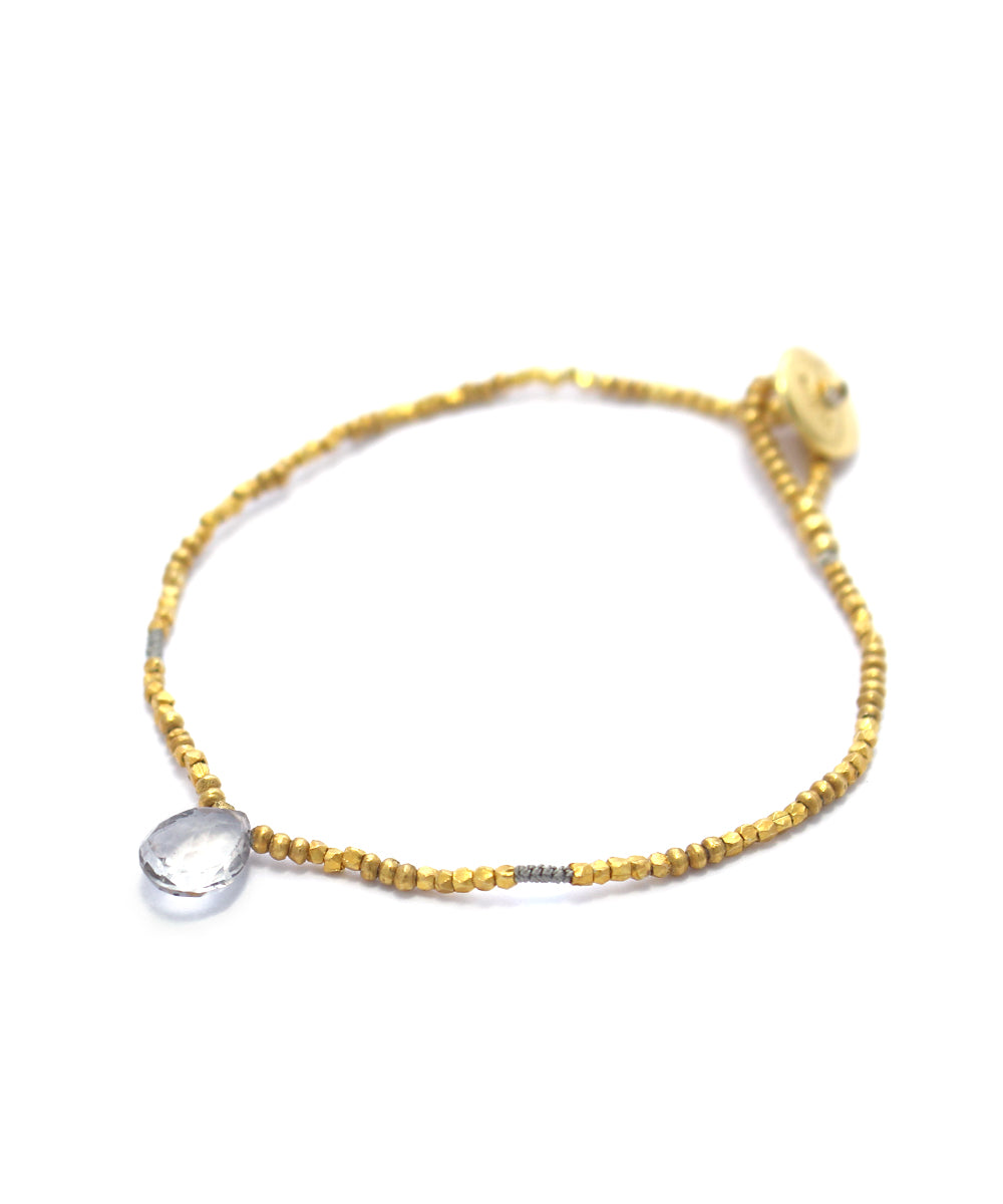 karen silver beaded bracelet / sky grey topaz
