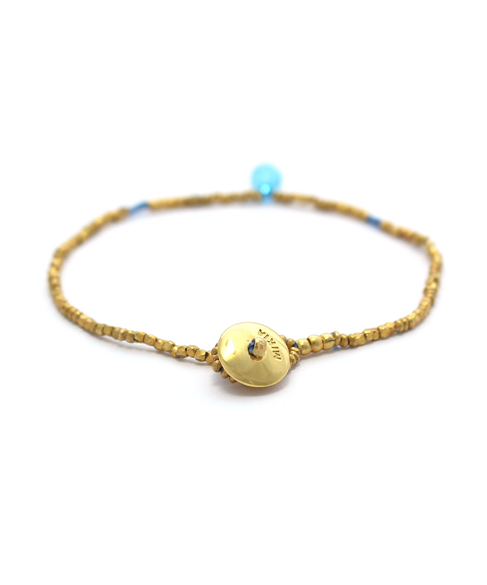 karen silver beaded bracelet / blue topaz