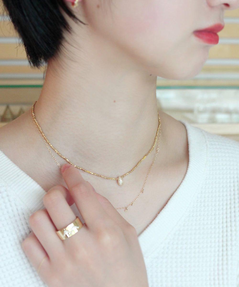 karen silver beaded necklace / corundum