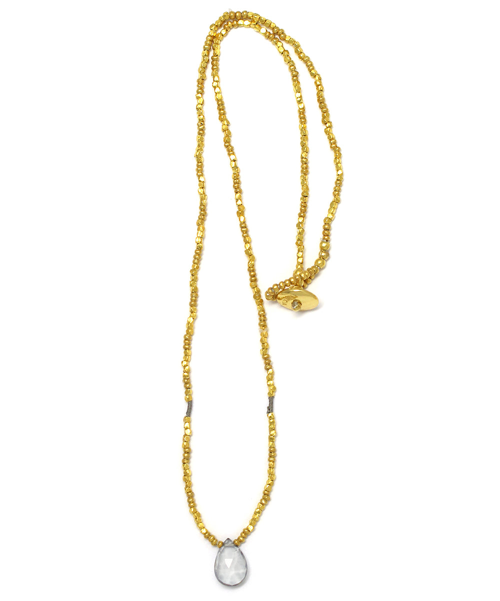 karen silver beaded necklace / sky grey topaz