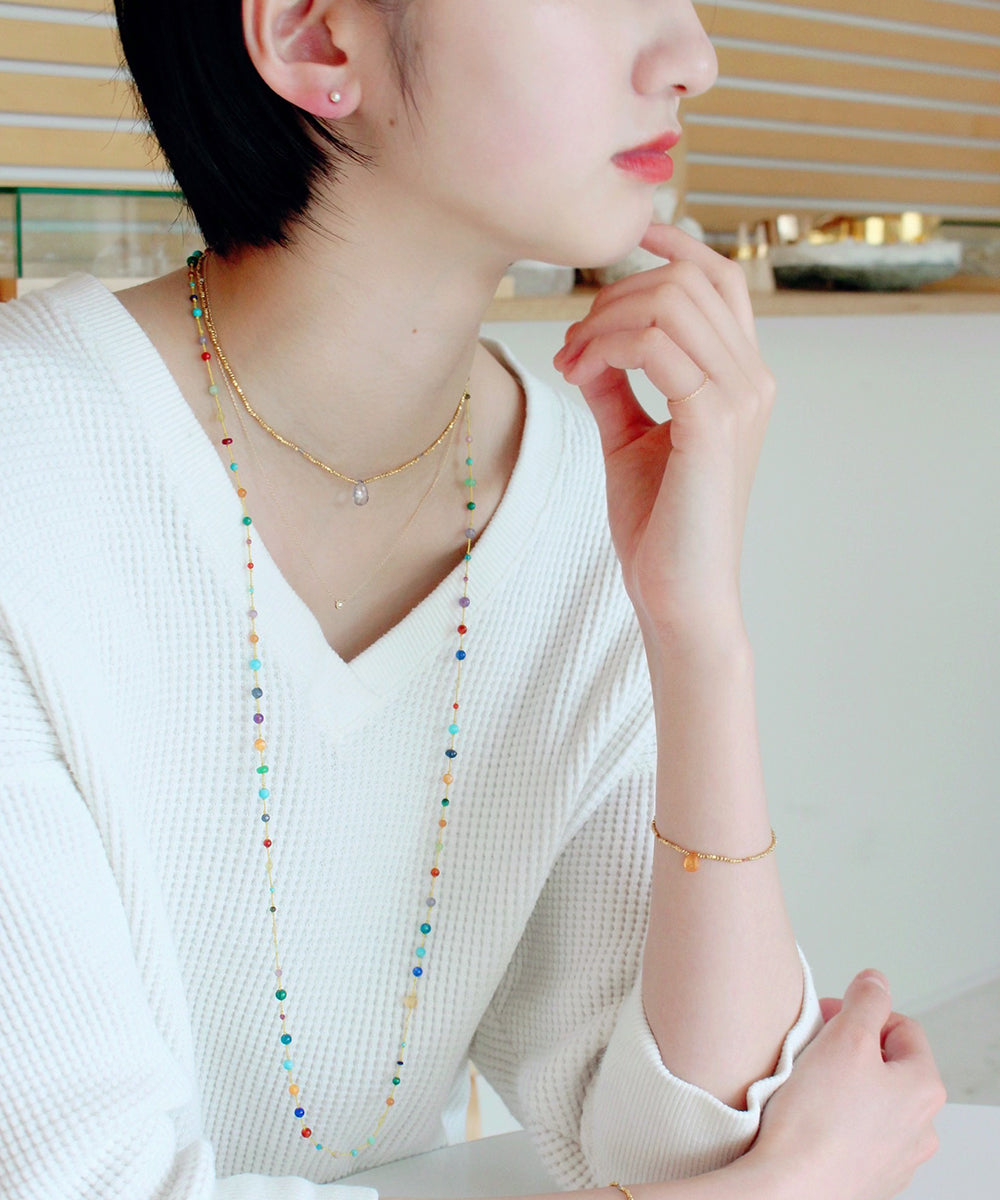 karen silver beaded necklace / sky grey topaz