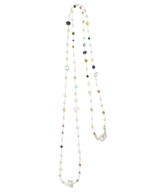 multi stone necklace / white