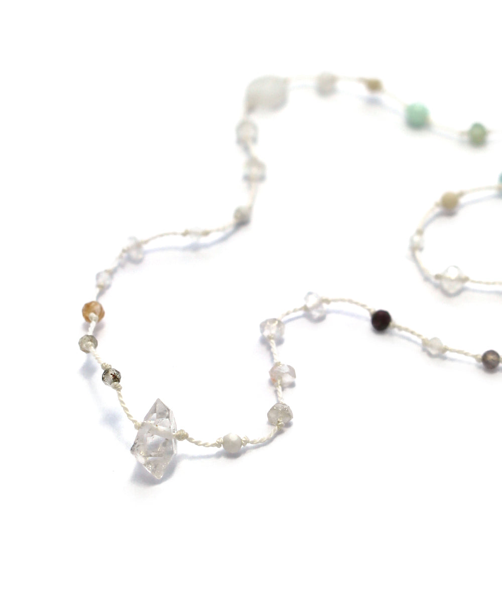 multi stone necklace / white