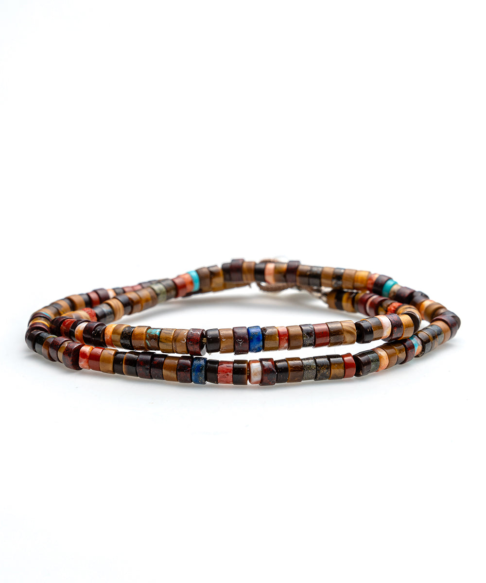 heishi beads double warp bracelet / brown multi