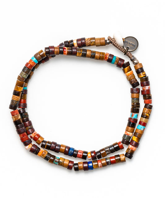 heishi beads double warp bracelet / brown multi