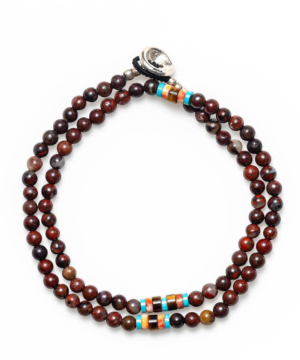 4mm stone double warp bracelet / poppy jasper