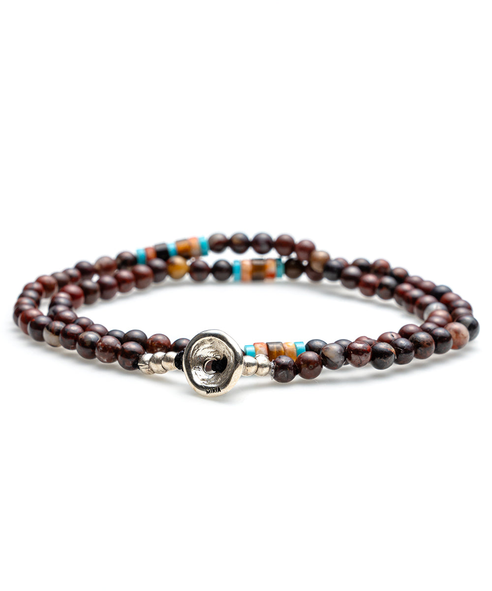 4mm stone double warp bracelet / poppy jasper