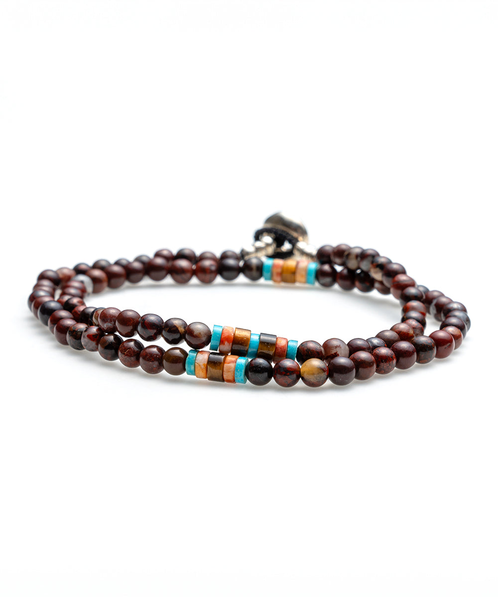 4mm stone double warp bracelet / poppy jasper