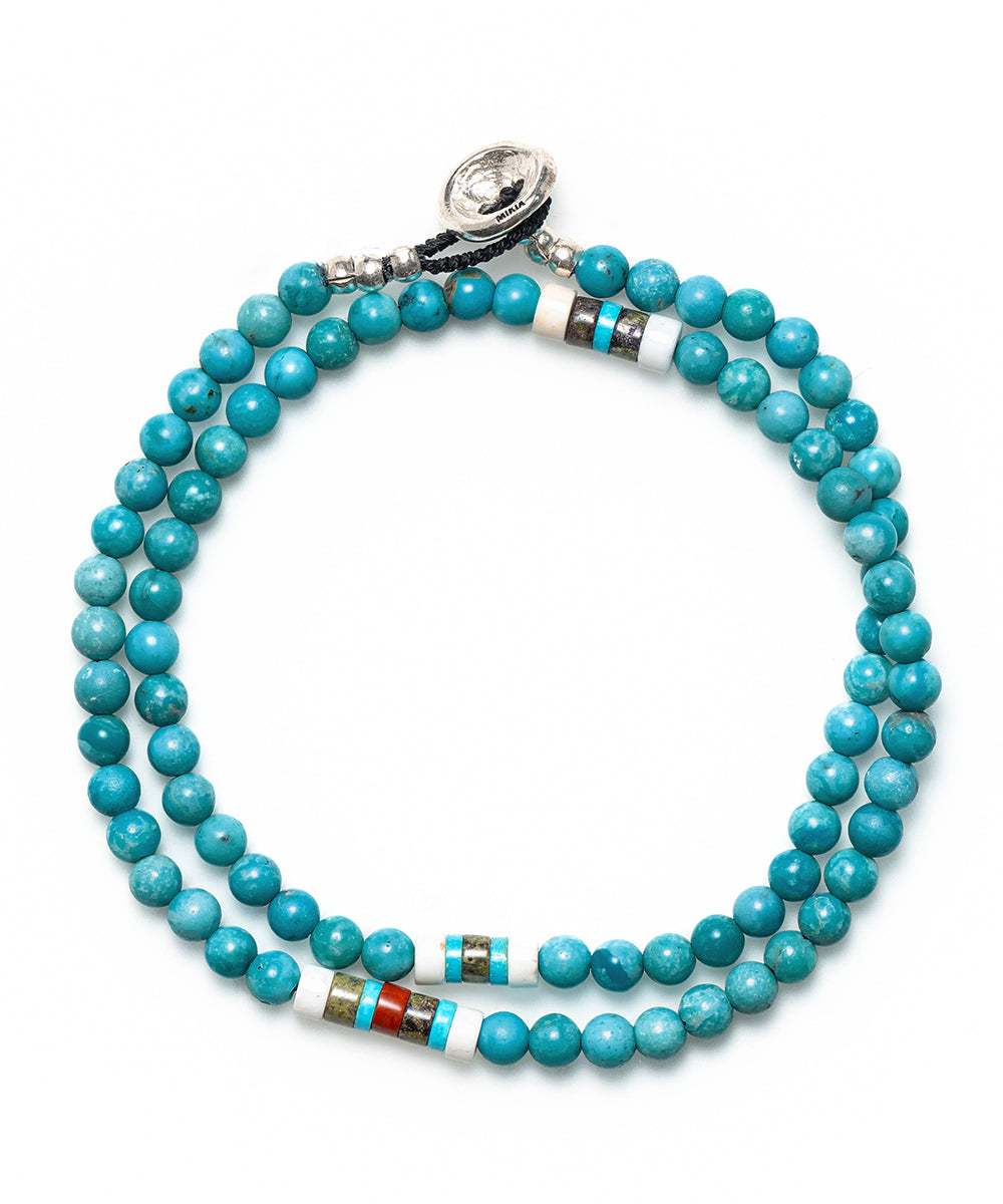 4mm stone double wrap bracelet / turquoise