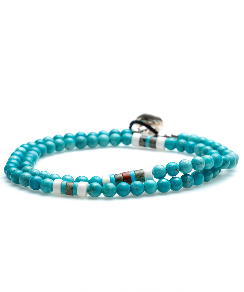 4mm stone double wrap bracelet / turquoise
