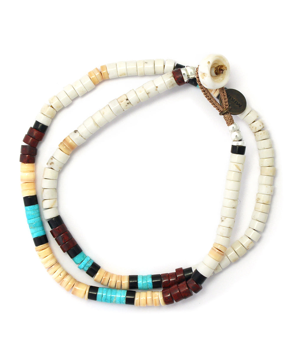heishi beads double wrap bracelet /magnesite/turquoise/melon shell