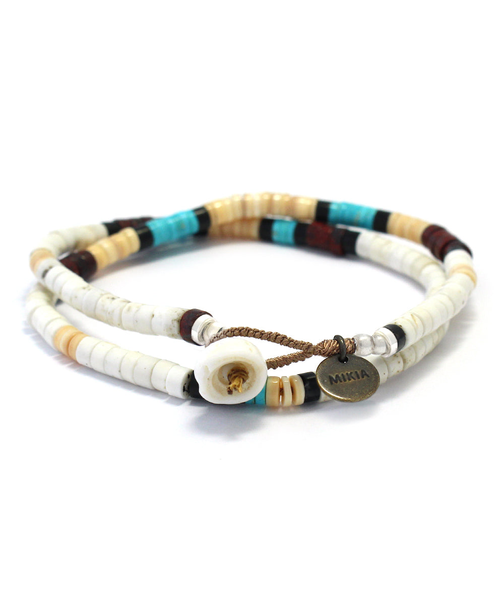 heishi beads double wrap bracelet /magnesite/turquoise/melon shell