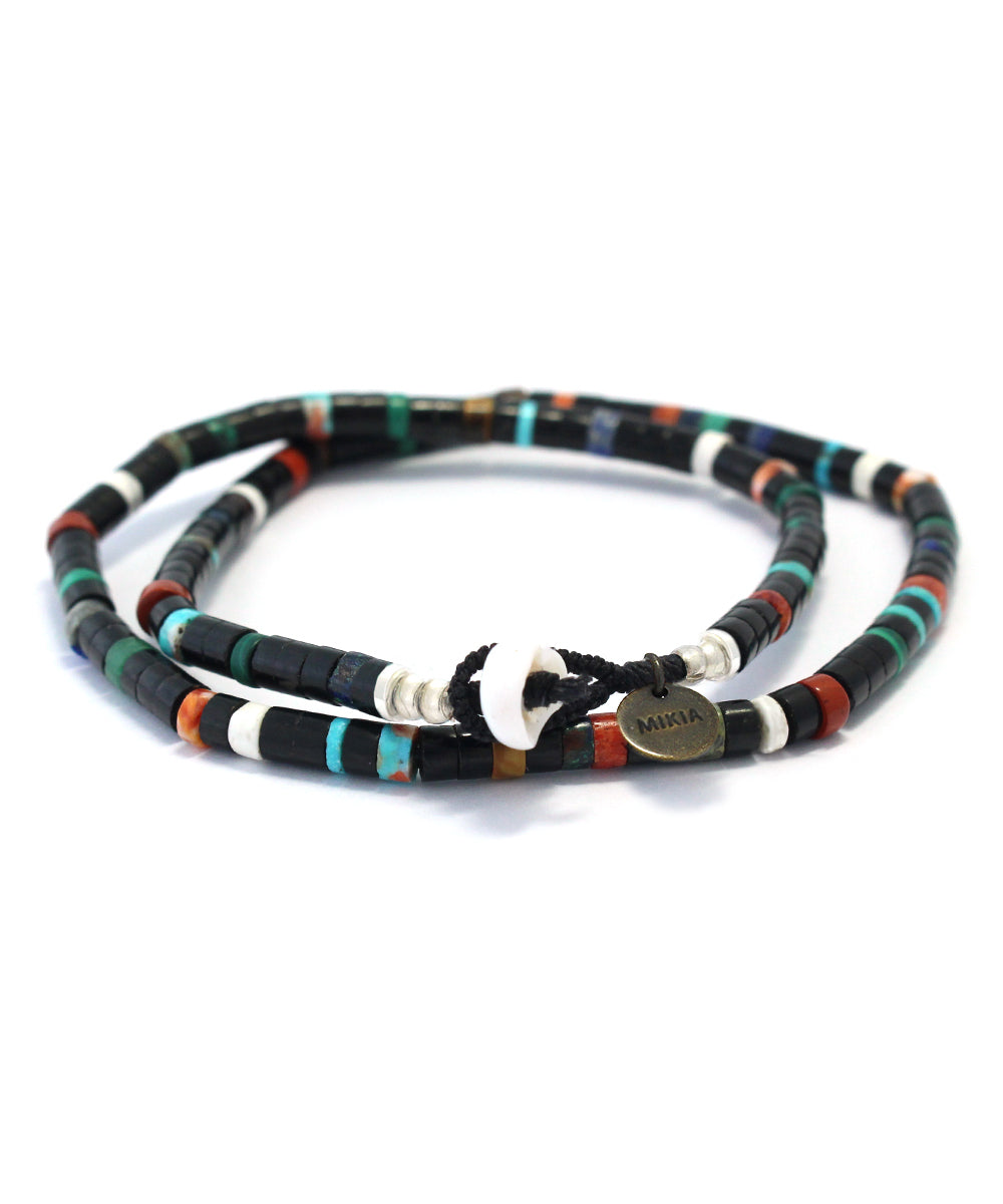 heishi beads double warp bracelet / jet multi