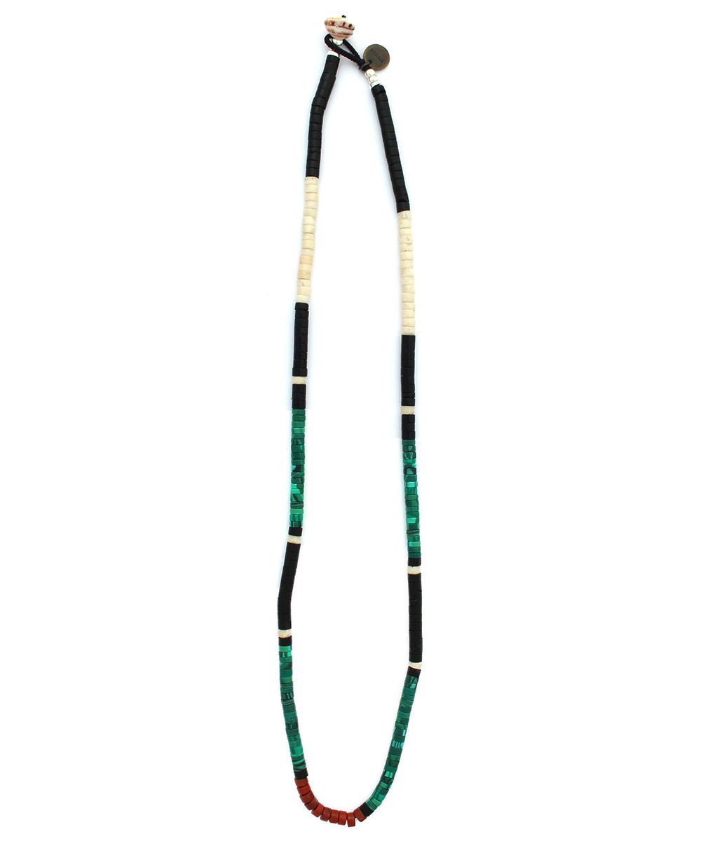 heishi beads necklace /malachite / jet