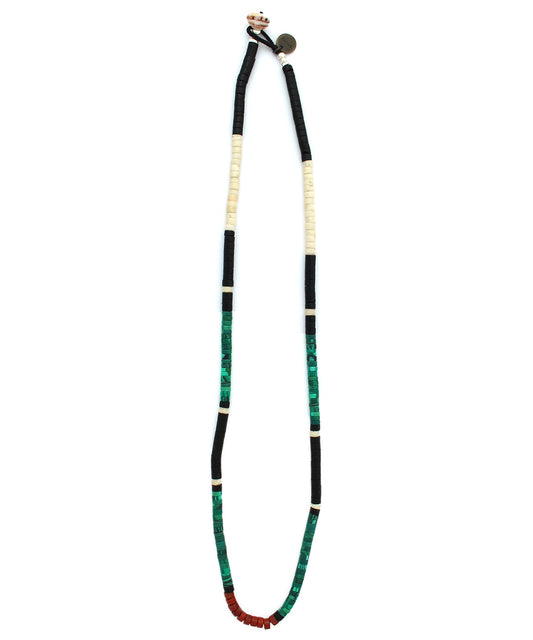 heishi beads necklace /malachite / jet