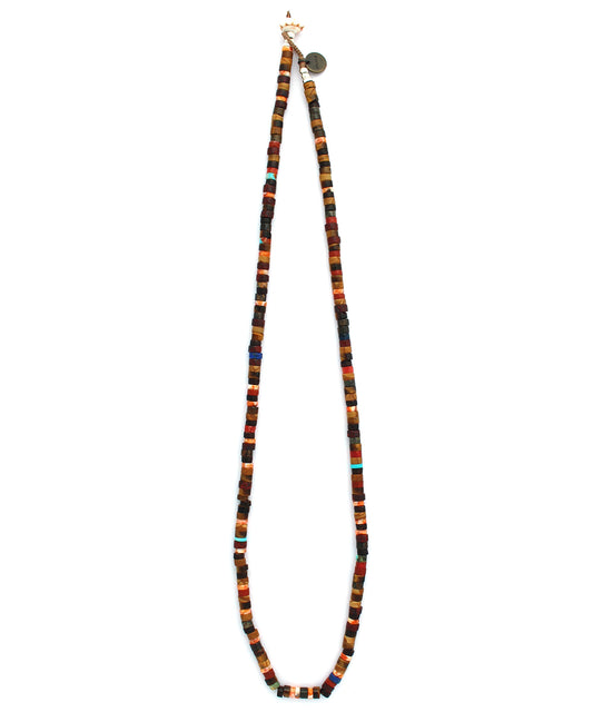 heishi beads necklace /brown multi