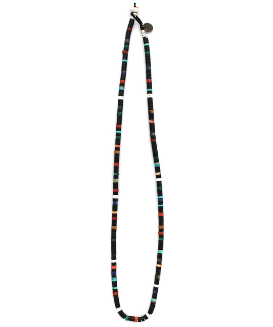 heishi beads necklace /jet multi