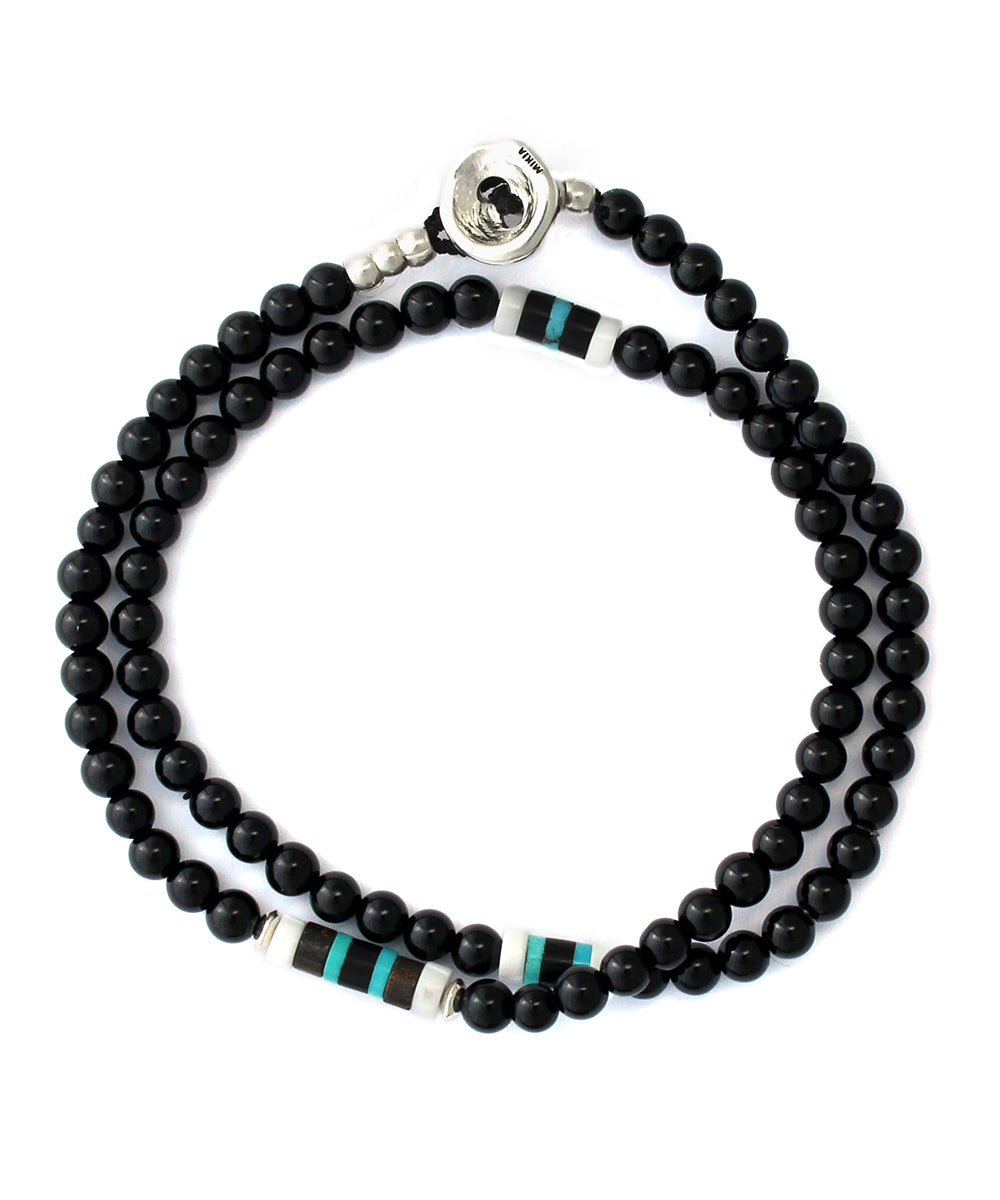 4mm stone double wrap bracelet / onyx