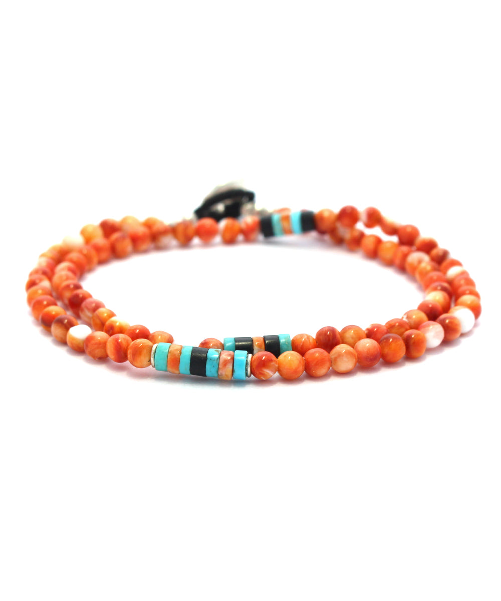 4mm stone double wrap bracelet / spiny oyster