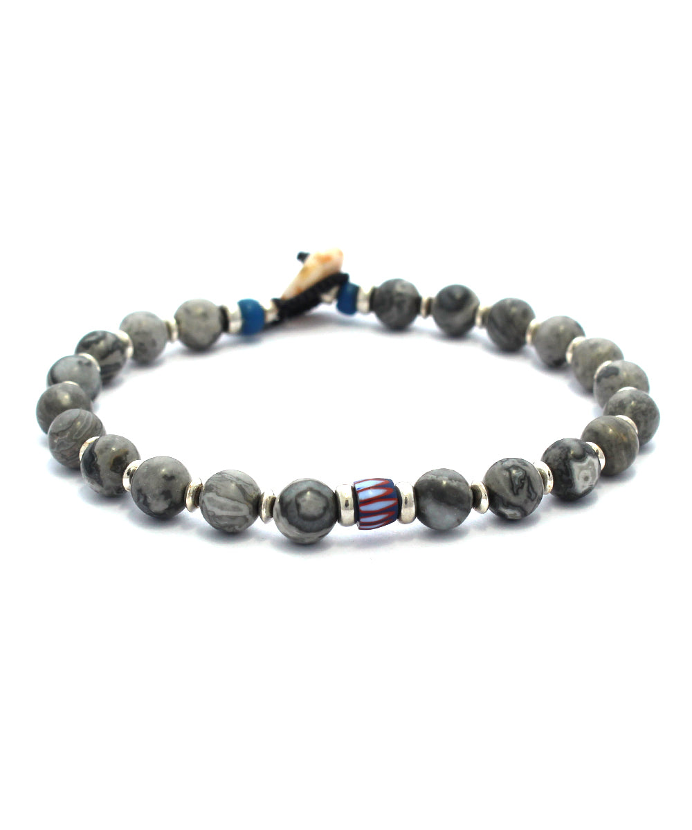 6mm stone bracelet / grey jasper