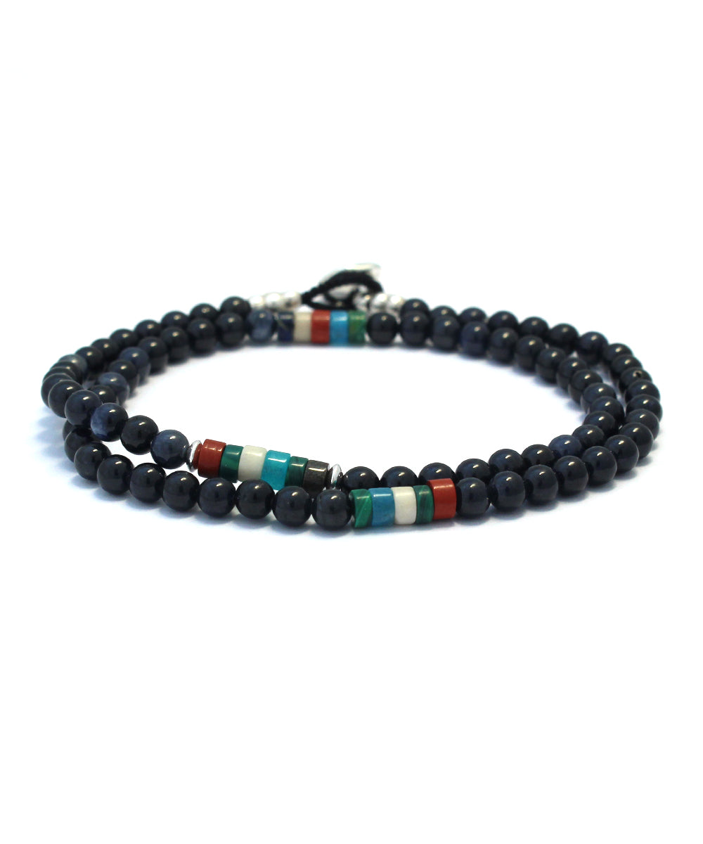 4mm stone double wrap bracelet / sapphire