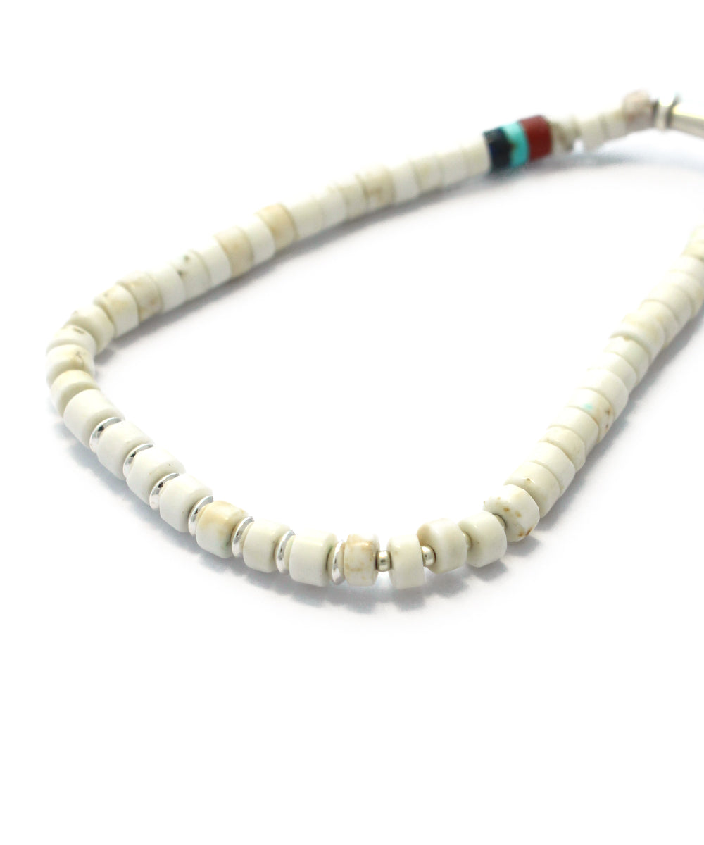 silver heishi bracelet / magnesite