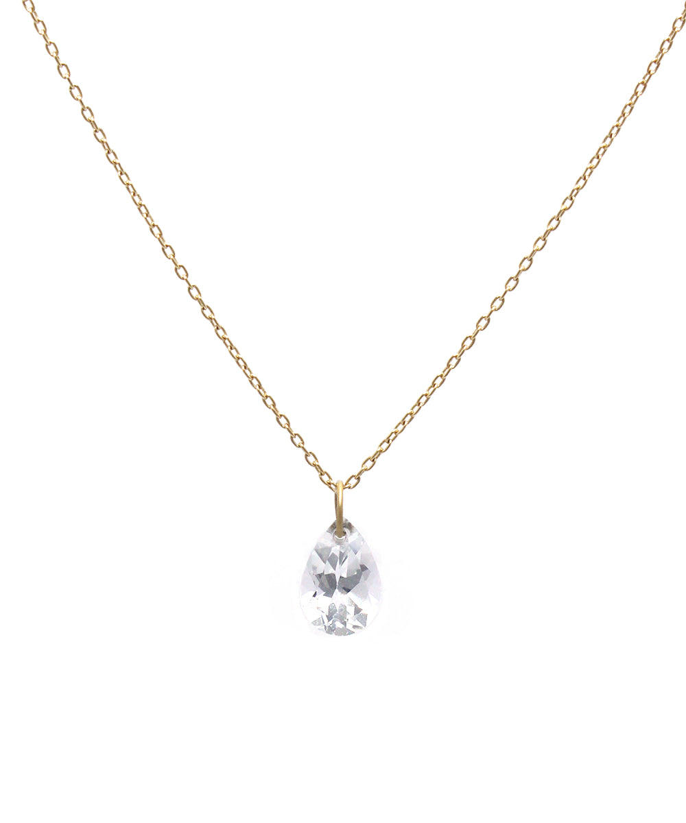 k18 drop white topaz necklace