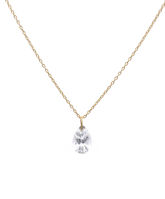 k18 drop white topaz necklace