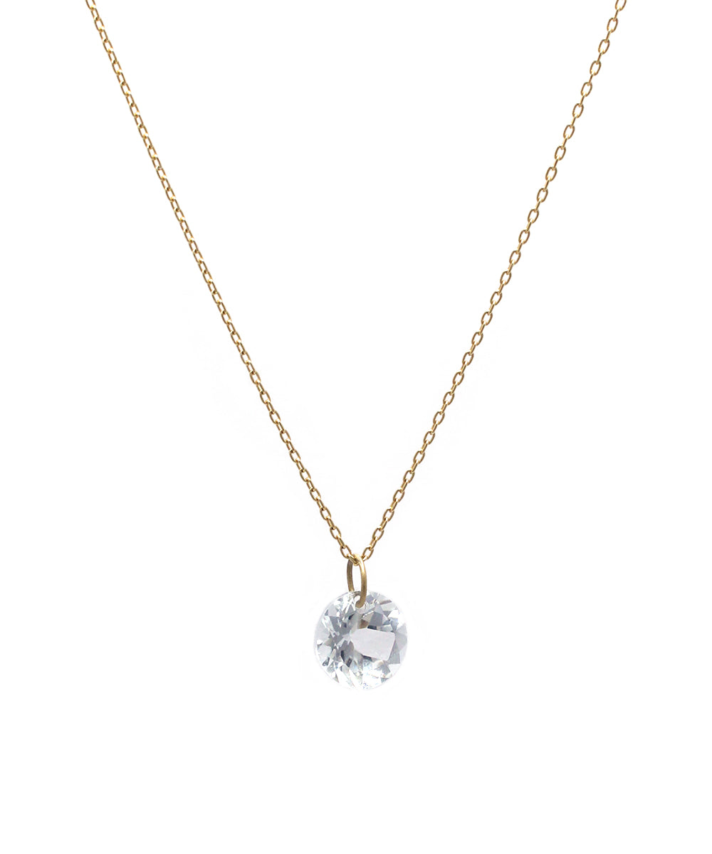 k18 round white topaz necklace