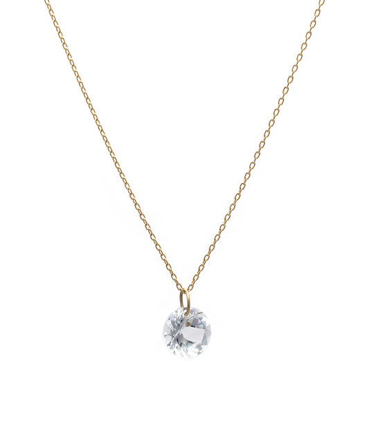 k18 round white topaz necklace