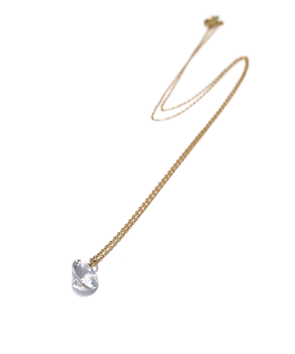 k18 round white topaz necklace