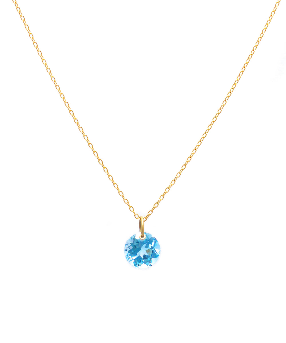 k18 round blue topaz necklace