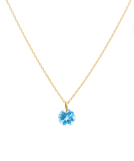 k18 round blue topaz necklace