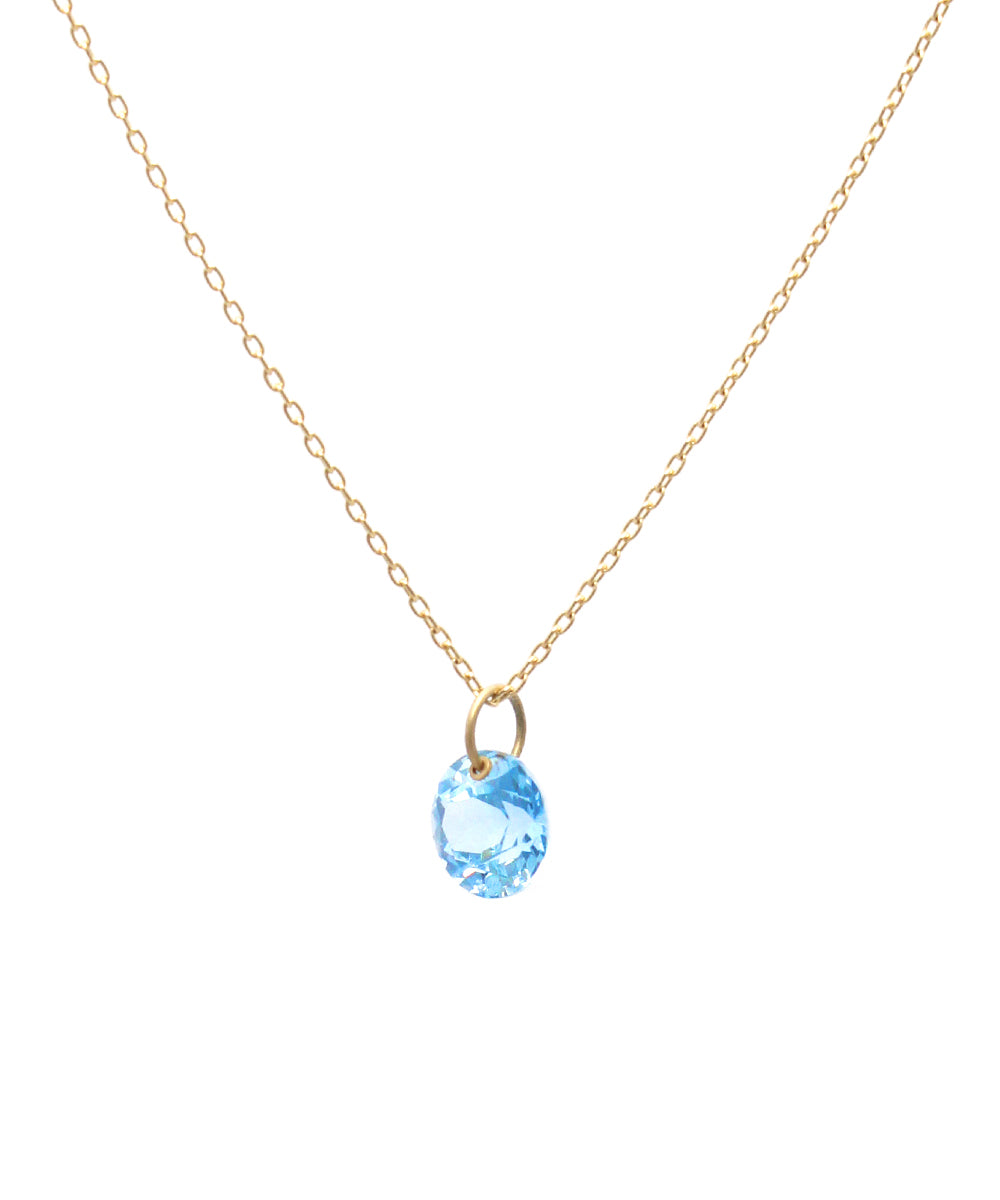 k18 round blue topaz necklace