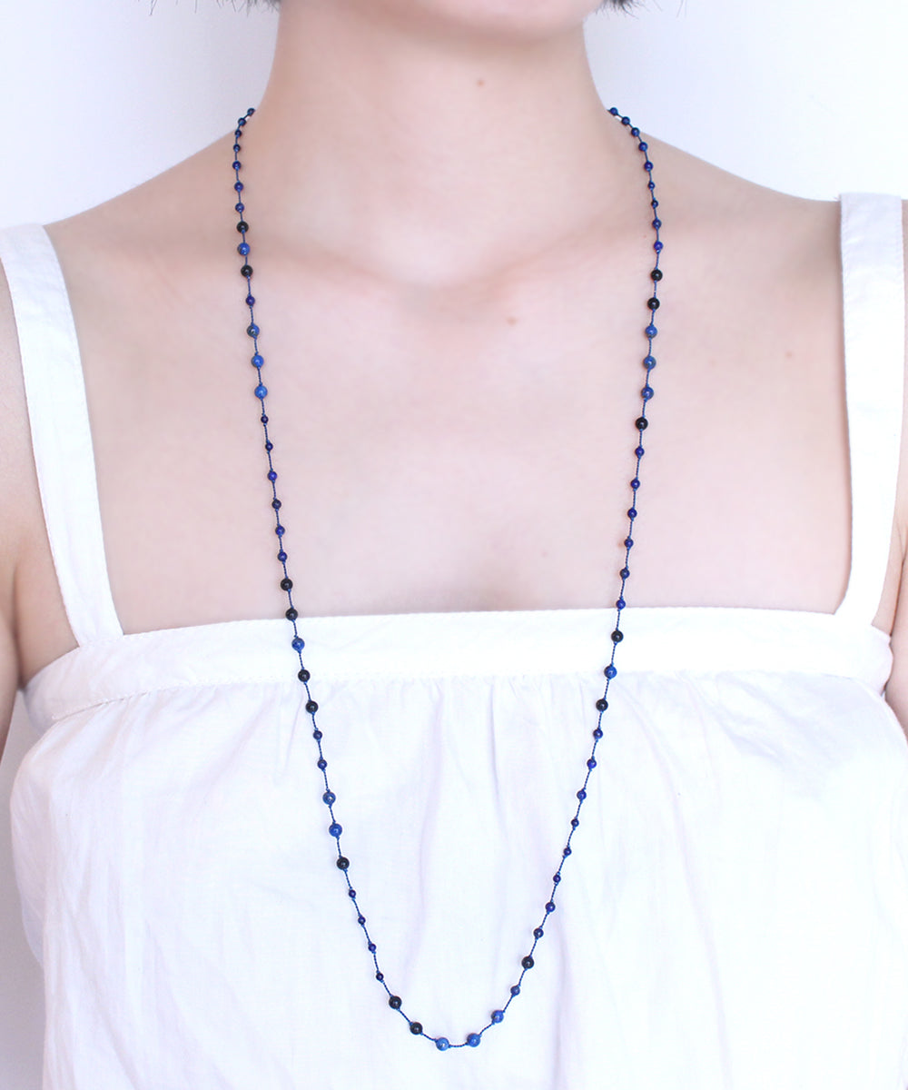 AIYANA lapis/rainbow obsidian long necklace