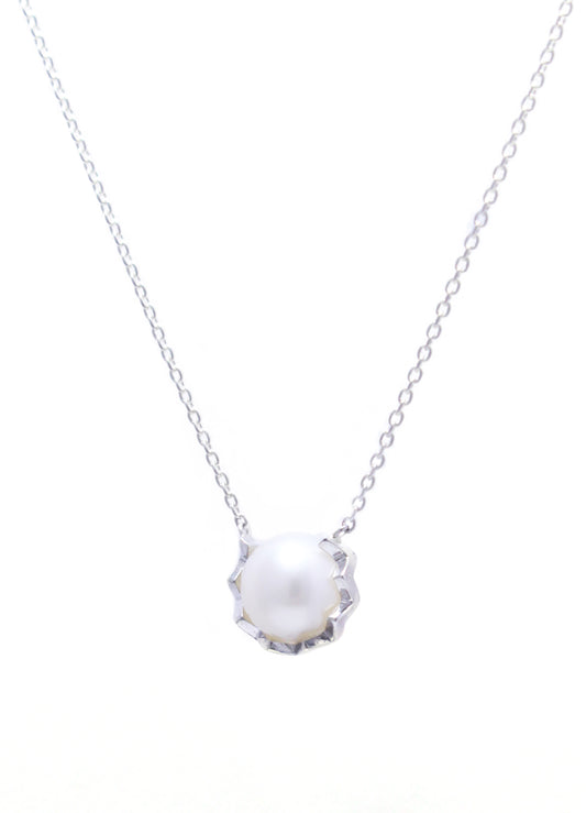 silver / freshwater pearl snake necklace