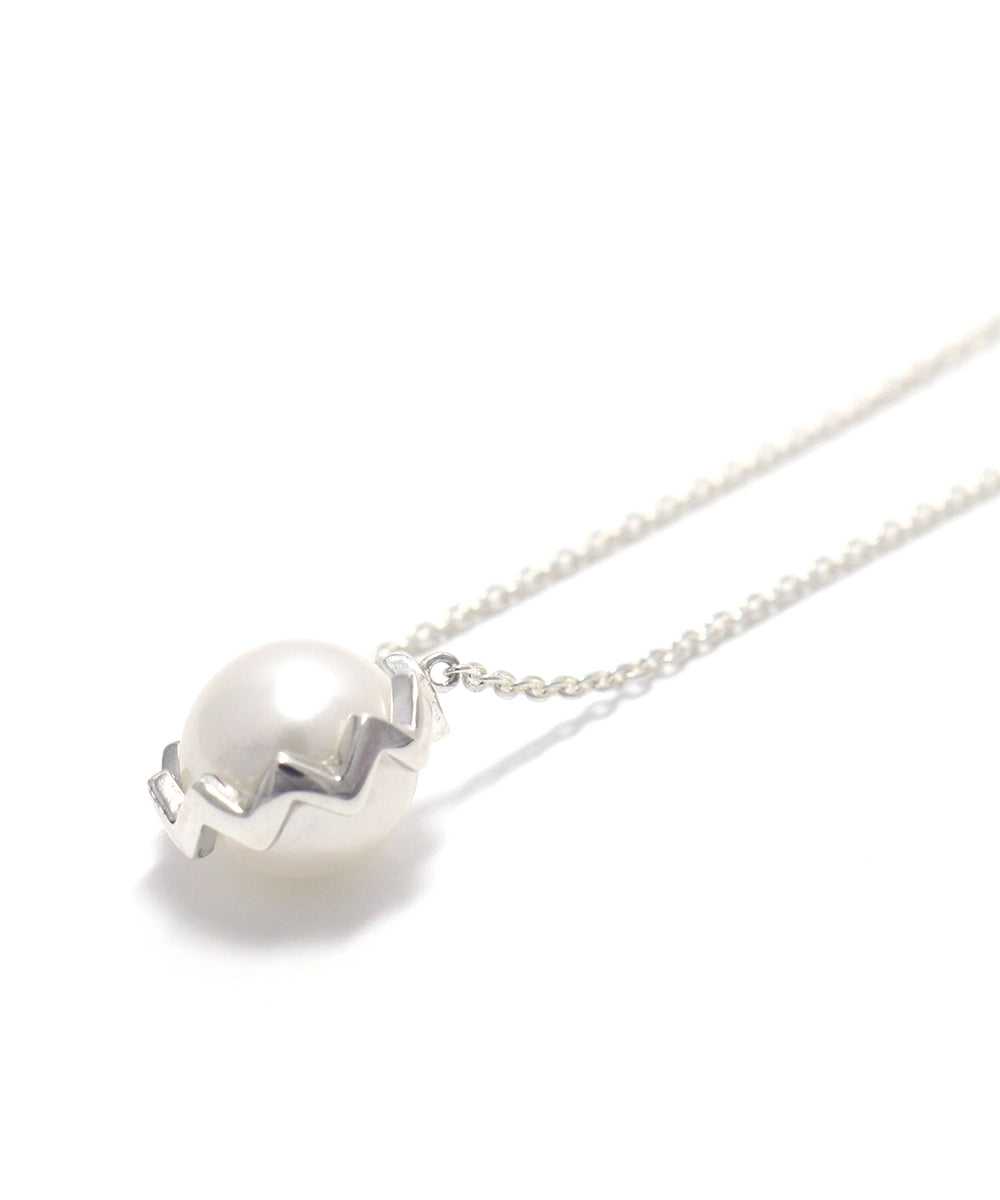 silver / freshwater pearl snake necklace