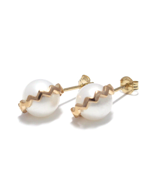 k10 gold / freshwater pearl pierce