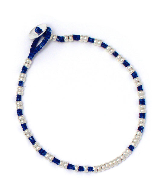 silver beads bracelet / indigo