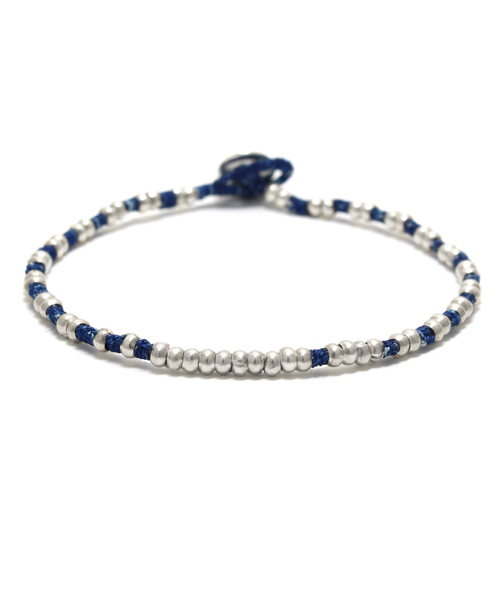silver beads bracelet / indigo
