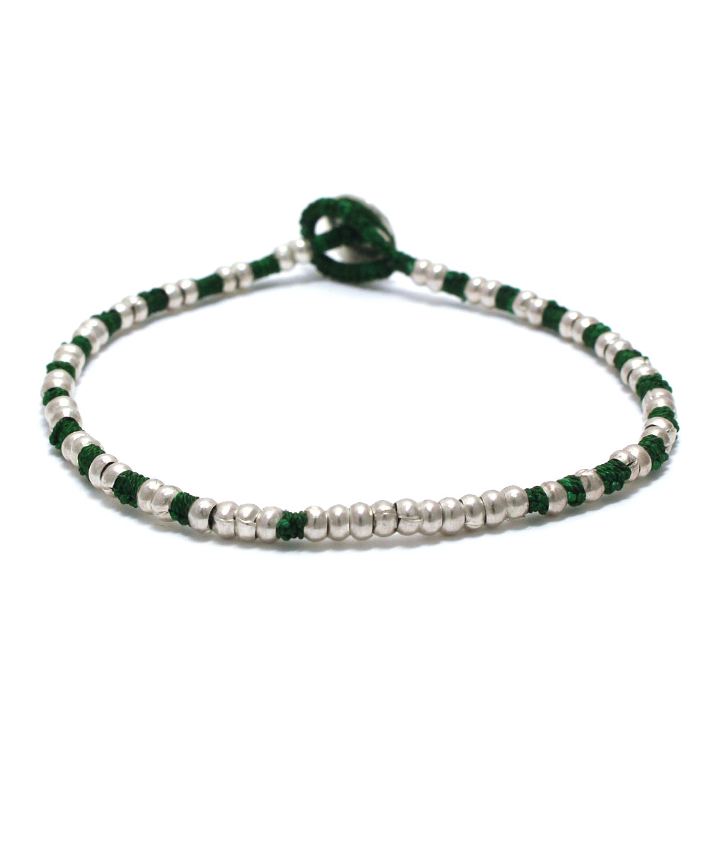 silver beads bracelet / malachite